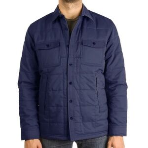 Timberland Men's Mill Brook Quilted Over-shirt Navy BLUE Button Front Jacket L